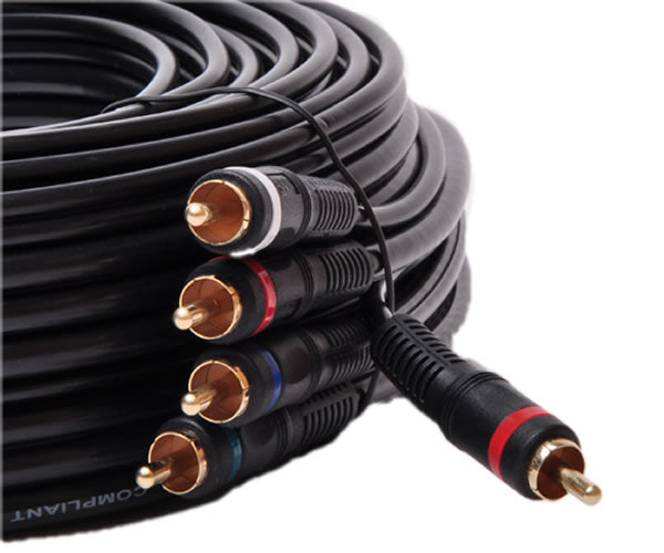 25ft Stereo/VCR RCA Cable, RCA RG59 Video, Gold Plated