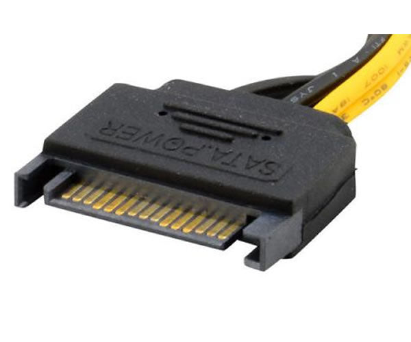7" (7-Inch) SATA 15-Pin to PCIe 6-Pin Power Adapter Converter for Video Card