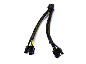 11" 18AWG PCI-Express (PCI-E) 8-Pin Male to 2x PCI-E 6+2 Female Splitter Cable w/Black Sleeves