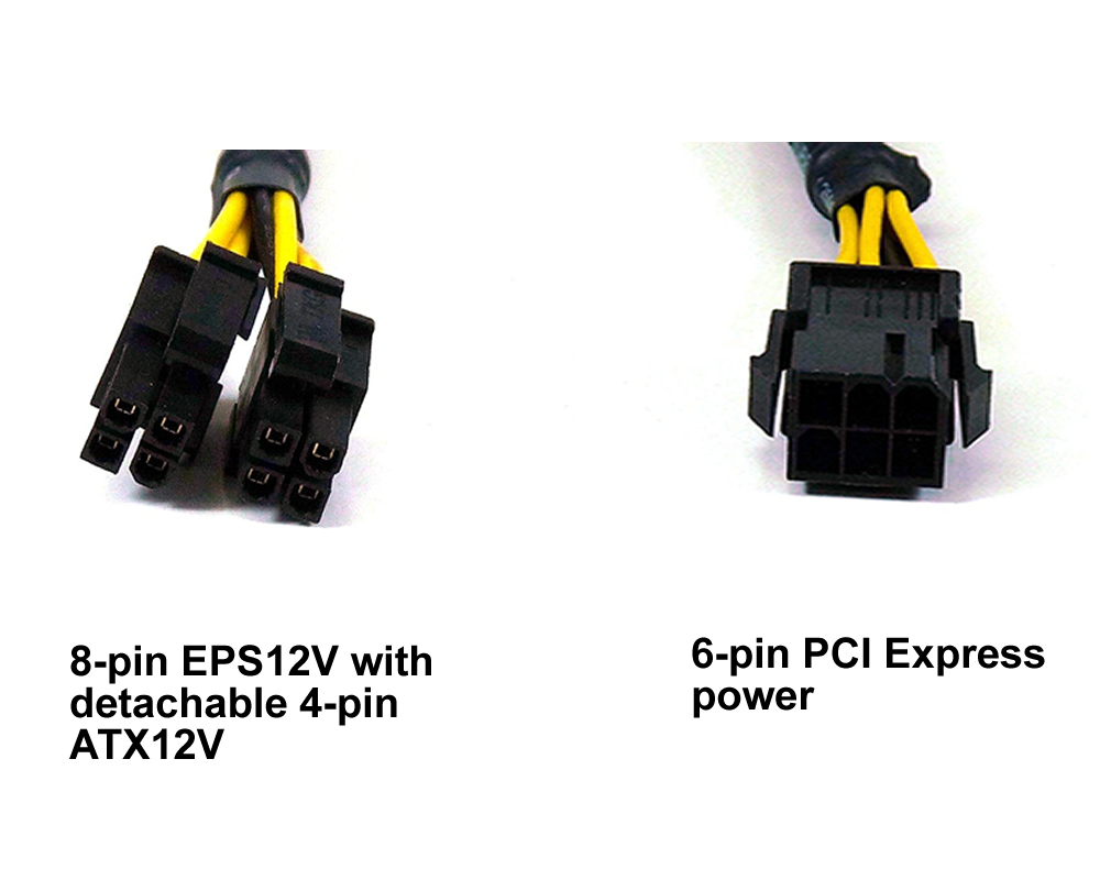 13 inch 6-Pin Express (Male) to EPS ATX 12V 8-Pin (4+4Pin Detachable) Female 18AWG w/Black Sleeves