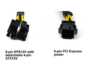 13 inch 6-Pin Express (Male) to EPS ATX 12V 8-Pin (4+4Pin Detachable) Female 18AWG w/Black Sleeves