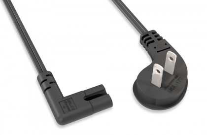AYA 18AWG 300V Ultra Low Profile NEMA 1-15P to Right Angled C7 Non-Polarized Power Cord