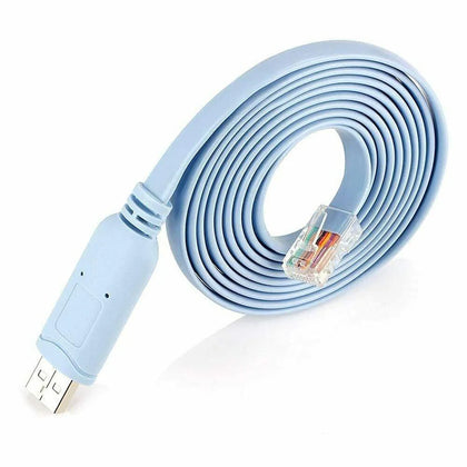 AYA 6Ft (6 Feet) USB 2.0 Type A Male to RJ45 Male 8P8C CONSOLE Cable Periwinkle Blue FTDI Chip USB2AM-RJ45M-06