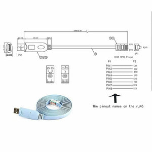 AYA 6Ft (6 Feet) USB 2.0 Type A Male to RJ45 Male 8P8C CONSOLE Cable Periwinkle Blue FTDI Chip USB2AM-RJ45M-06