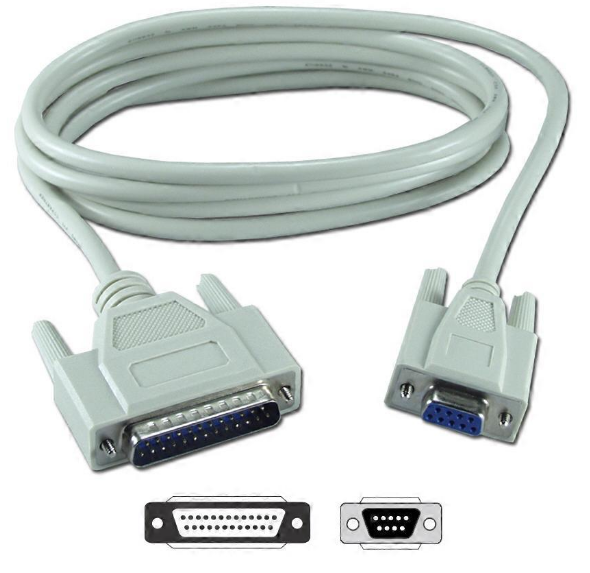 ASM-3FM 3Ft. DB9 Female to DB25 Male AT Serial Modem Cable with Thumbscrews