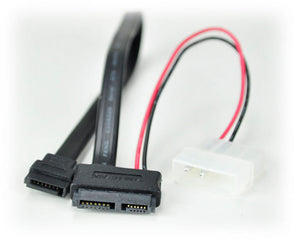 20" (20-Inch) Slimline SATA 13-Pin (7+6) to SATA 7-Pin with Molex Power Adapter Cable