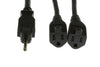 Power Splitter Y Extension Cord 16AWG NEMA 5-15P to Two 5-15R UL Listed (14", 36", 72")