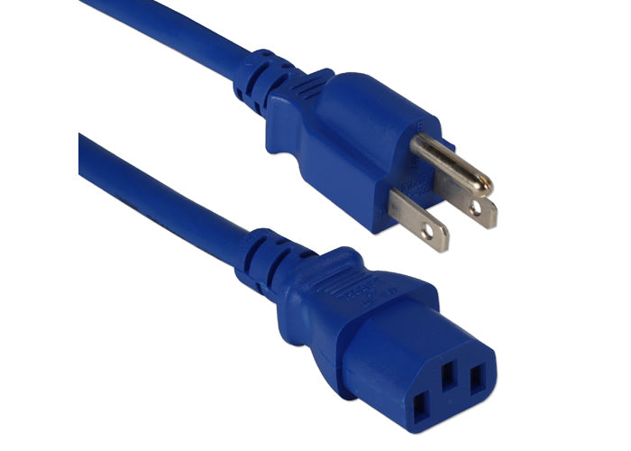 4Ft. (4 Feet) 18AWG Blue Power Cord NEMA-15P C13 10A Cable 3 Conductor 125V