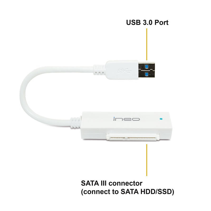 Ineo I-NA216U2PLUS USB 3.0 to SATA III 2.5-Inch Enclosure for SSD/SATA Hard Drives (Tool Free)