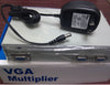 2-Port SVGA VGA Splitter Amplifier Multiplier 400 MHz w/Power Adapter and 2 6Ft VGA Cables