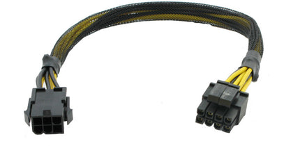 13 inch 6-Pin Express (Male) to EPS ATX 12V 8-Pin (4+4Pin Detachable) Female 18AWG w/Black Sleeves