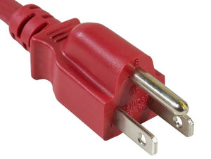 3Ft. (3 Feet) 18AWG Red Power Cord NEMA-15P C13 10A Cable 3 Conductor 125V