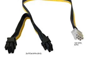 30" (30-inch) EPS 12V 8-Pin to Dual PCIe 8-Pin (6+2Pin) Male CPU Adapter