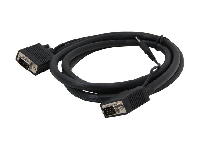 SVGA Male-to-Male Monitor Video Cable with Stereo 3.5mm Audio 28AWG