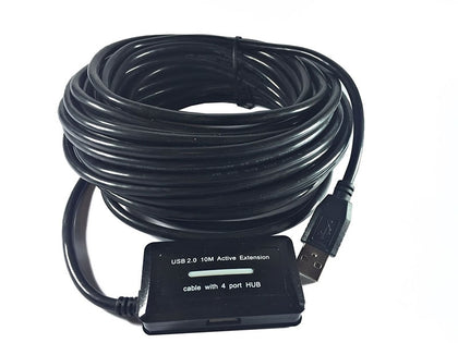 32Ft (32 Feet) USB 2.0 Active Repeater Extension Cable with 4-Port USB 2.0 Hub