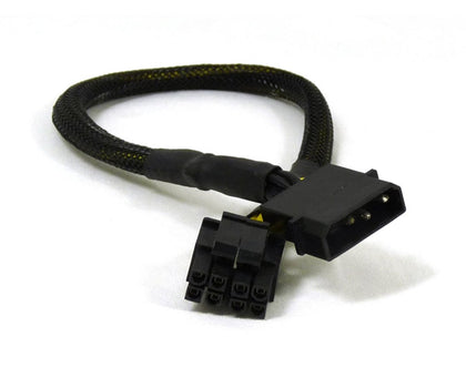 AYA 12" 4-Pin Molex Male to 8pin (4+4Pin Detachable) EPS-12V Converter Adapter Black Sleeves