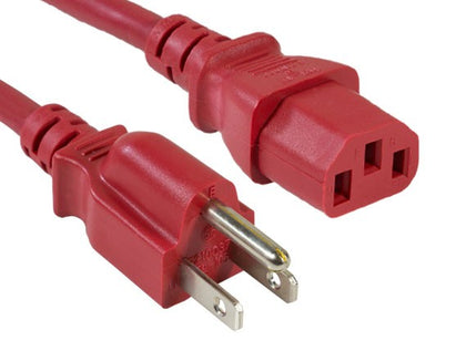 6Ft. (6 Feet) 18AWG Red Power Cord NEMA-15P C13 10A Cable 3 Conductor 125V