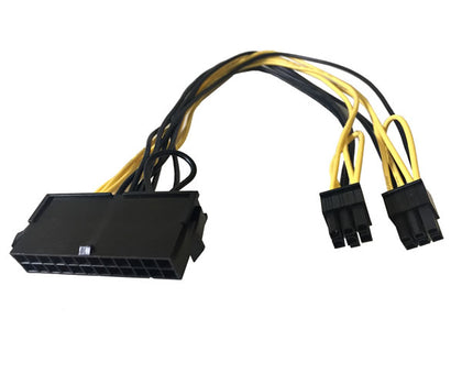 12" (12-Inch) ATX 24-Pin Female to Dual 6-Pin PCI-E Male 18AWG GPU Adapter
