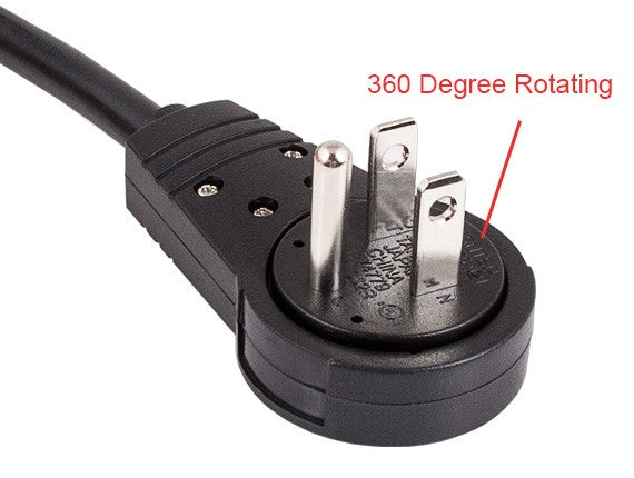 6Ft. (6 Feet) 18AWG Flat 360 Degree Rotating Plug Power Cord NEMA 5-15P to IEC320 C13