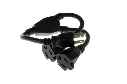 Power Splitter Y Extension Cord 16AWG NEMA 5-15P to Two 5-15R UL Listed (14", 36", 72")