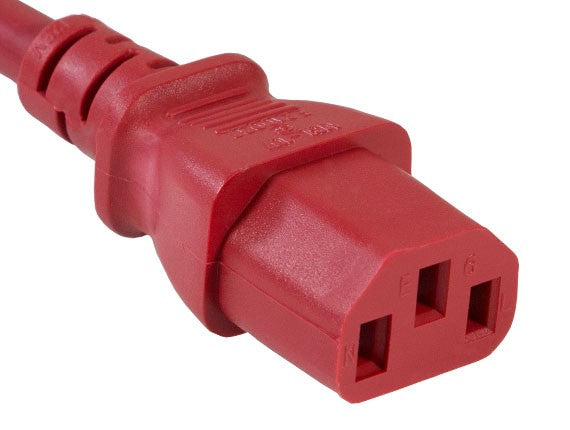 3Ft. (3 Feet) 18AWG Red Power Cord NEMA-15P C13 10A Cable 3 Conductor 125V