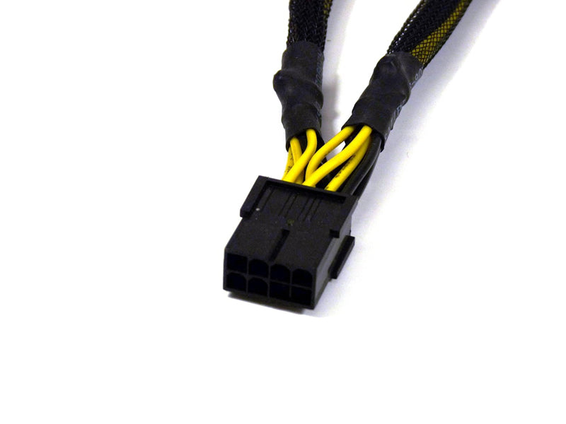 11" 18AWG PCI-Express (PCI-E) 8-Pin Male to 2x PCI-E 6+2 Female Splitter Cable w/Black Sleeves