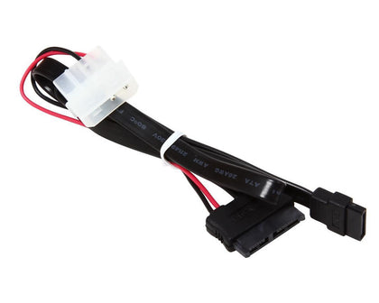 20" (20-Inch) Slimline SATA 13-Pin (7+6) to SATA 7-Pin with Molex Power Adapter Cable