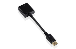 8.5" DisplayPort DP (20-Pin) Male to VGA (15-Pin) Female Cable Cord Adapter Converter with Latch Black