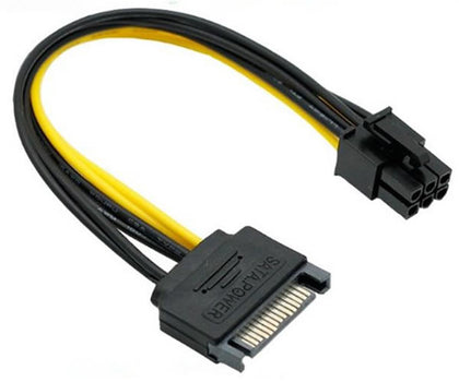 7" (7-Inch) SATA 15-Pin to PCIe 6-Pin Power Adapter Converter for Video Card