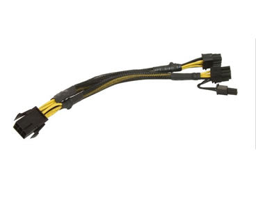 CB-6M-68F2 8" 6-Pin PCI-E to Dual PCI-E 6+2Pin Y Cable