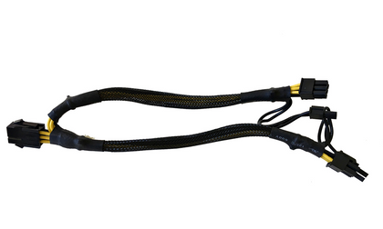 10" (10 Inch) PCIE 6-Pin Y Splitter to Dual PCI-E 8-Pin (6+2) 16AWG Converter Adapter with Black Sleeves