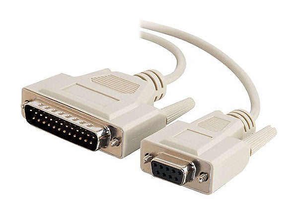 25Ft. (25 Feet) DB9 Female to DB25 Male AT Serial Modem Cable with Thumbscrews ASM-25FM