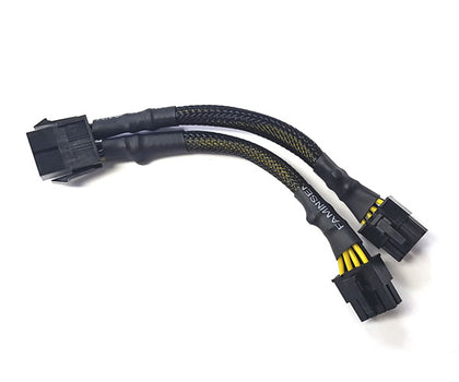 7" 8-Pin EPS-12V Male to Dual 8-Pin EPS-12V Female Y Splitter Cable 18AWG Black Sleeves (AYA-8PM-2X8PF)