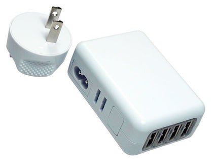 USB 4-Port AC Wall Power Charger 5V 2.1A for iPhone, iPads, Android Phones/Tablets and More