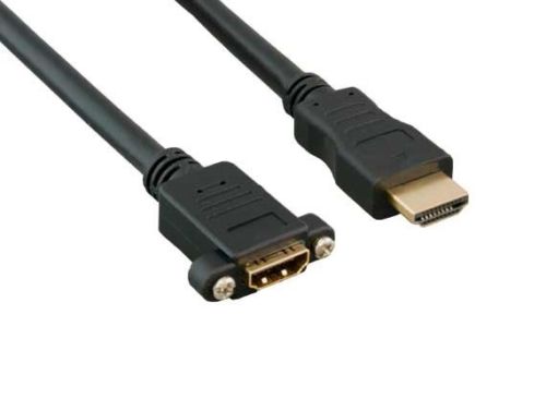 1Ft (1 Foot) 28AWG HDMI Extension Male to Female Panel Mount Cable w/Ethernet CL2 Rated 1080P