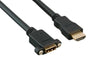 3Ft (3 Feet) 28AWG HDMI Extension Male to Female Panel Mount Cable w/Ethernet CL2 Rated 1080P