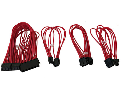 ATX/PCI-E Extension Cable Kit 18AWG 1Ft (24-Pin ATX, 4+4Pin EPS, 8-Pin PCI-E, 6Pin PCI-E Cables) - RED