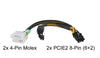 14" 2x 4-Pin Molex to 8" PCIE2 8-Pin (6+2) + 6" PCIE2 8-Pin (6+2) Power Adapter Converter