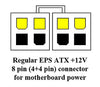 AYA 12" 4-Pin Molex Male to 8pin (4+4Pin Detachable) EPS-12V Converter Adapter Black Sleeves