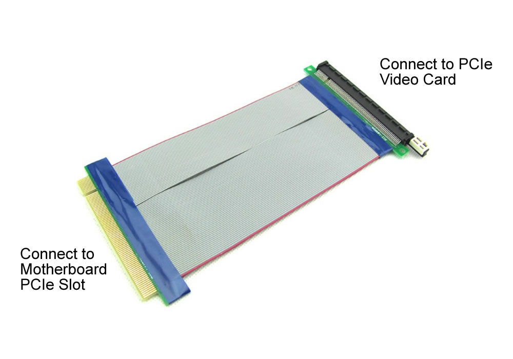 PCI-Express 16X 3.0 Flexible Black Extender High Speed Riser Cable Ribbon (7", 10")