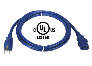 4Ft. (4 Feet) 18AWG Blue Power Cord NEMA-15P C13 10A Cable 3 Conductor 125V