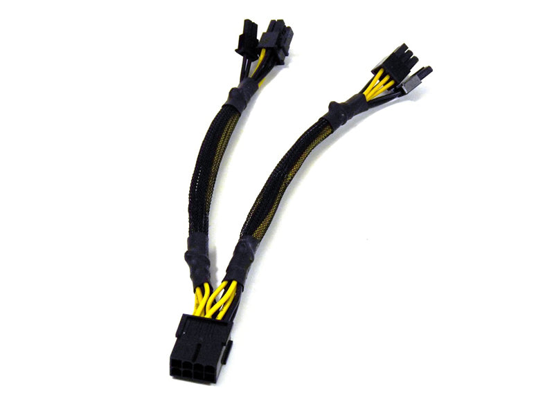 11" 18AWG PCI-Express (PCI-E) 8-Pin Male to 2x PCI-E 6+2 Female Splitter Cable w/Black Sleeves