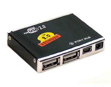 HUB-4U2A-BK USB 2.0 4-Ports Mini HUB w/2A AC Adapter