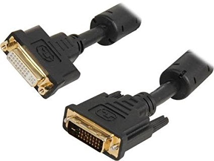 DVI-D Dual Link 24+1 Digital Video Male to Female Extension Cable w/Ferrites 28AWG (3Ft, 6Ft, 10Ft, 15Ft)