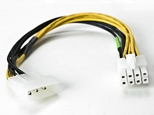 8" (8-Inch) 4-Pin Molex Male to 8pin EPS-12V Converter Adapter