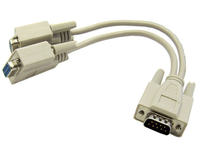 1Ft (1 Foot) DB9 Male Serial to Dual DB9 Female Serial Splitter Cable 28AWG